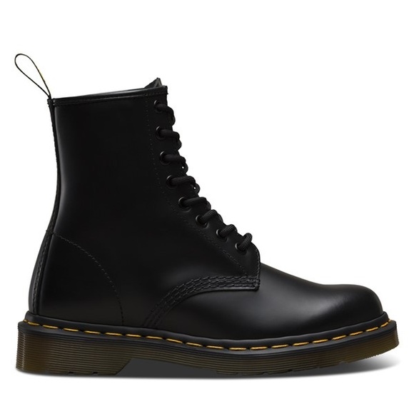 Dr. Martens Shoes - Dr Martens Black Leather Lace-Up Combat Boots - Woman